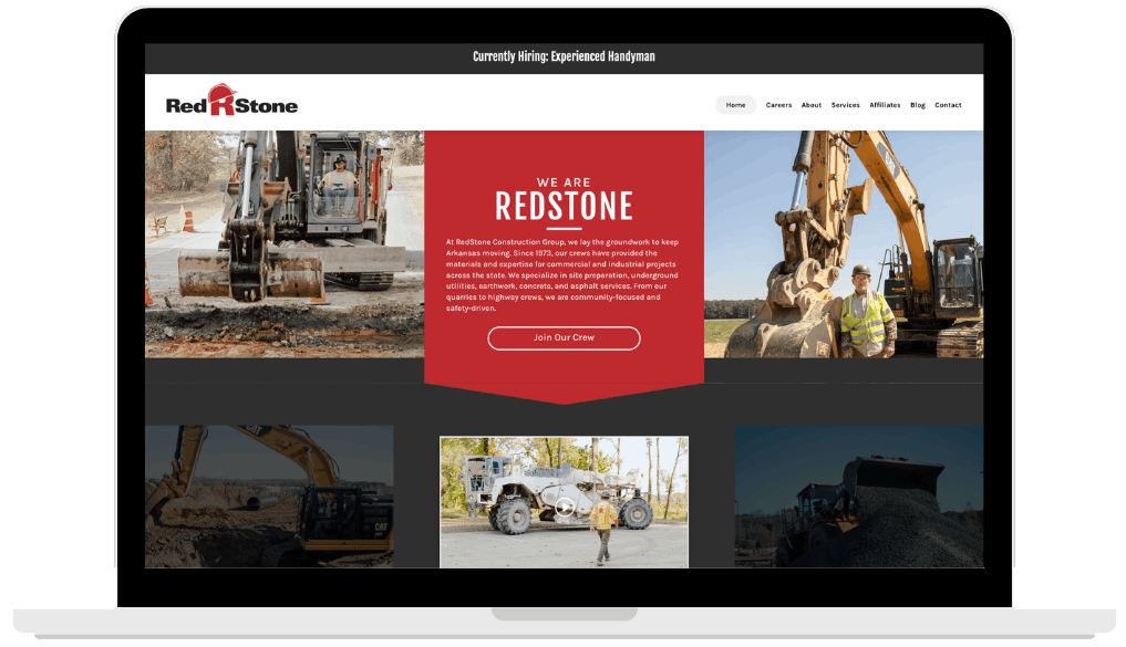 A laptop screen displays the West Termite & Lawn Care website, designed by Rock City Digital, featuring a family sitting together outdoors, a form for a free quote, and company contact information in the header.